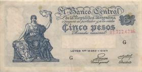 Argentinien / Argentina P.264b 5 Pesos (1951-59) G (3) 