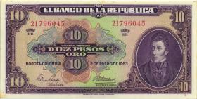 Kolumbien / Colombia P.389f 10 Pesos Oro 1963 (1/1-) 