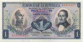 Kolumbien / Colombia P.404b 1 Peso Oro 1961 (1) 