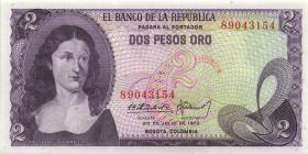 Kolumbien / Colombia P.413a 2 Pesos Oro 20.7.1972 (1) 