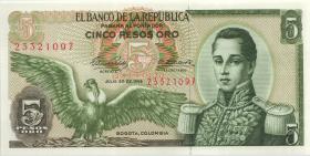 Kolumbien / Colombia P.406b 5 Pesos Oro 20.7.1968 (1) 