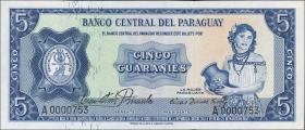Paraguay P.194 5 Guaranies L.1952 (1) 