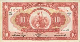 Peru P.077 10 Soles 1956 (2) 