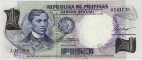 Philippinen / Philippines P.142a 1 Piso (1969) (1) 