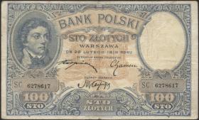Polen / Poland P.057 100 Zlotych 1919 (1924) (3-) 
