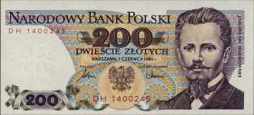 Polen / Poland P.144c1 200 Zlotych 1986 (1) 