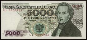 Polen / Poland P.150a 5000 Zlotych 1982 Chopin (1) 
