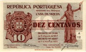Portugal P.101 10 Centavos 1917-1925 (1) 