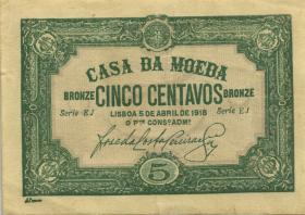 Portugal P.097 5 Centavos 1918 (3+) 