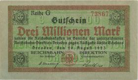 PS1175 Reichsbahn Dresden 3 Millionen Mark 20.8.1923 (2+) 