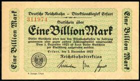 PS1211 Reichsbahn Erfurt 1 Billion Mark 1923 (3/2) 