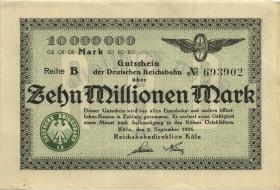 PS1284 Reichsbahn Köln 10 Millionen Mark 1923 Reihe B (2) 