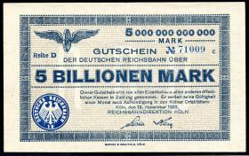 PS1295 Reichsbahn Köln 5 Billionen Mark 1923 (1) 