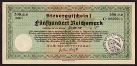 R.718b: Steuergutschein 500 Reichsmark 1939 Behördenstempel (1/1-) 