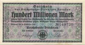 PS1177 Reichsbahn Dresden 100 Millionen Mark 1923 (3+) 