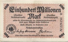PS1243 Reichsbahn Halle 100 Millionen Mark 1923 (2) 