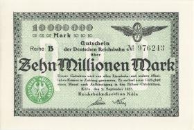 PS1286 Reichsbahn Köln 10 Millionen Mark 1923 Reihe B (1) 