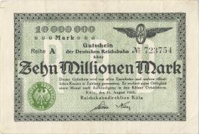 PS1284 Reichsbahn Köln 10 Millionen Mark 1923 Reihe A (3) 