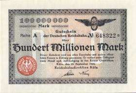 PS1288 Reichsbahn Köln 100 Millionen Mark 1923 (1) 