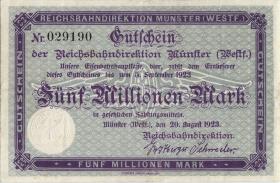PS1323C Reichsbahn Münster 5 Millionen Mark 1923 (3) 