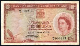 Rhodesien & Nyasaland P.20a 10 Shillings 13.5.1957 (3) 
