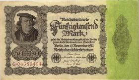 R.079b: 50.000 Mark 1922 Reichsdruck KN rot (2) 
