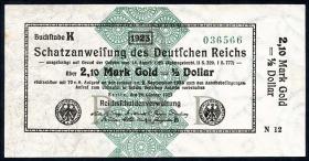 R.144a 2,10 Mark Gold = 1/2 Dollar 1923 (1/1-) 