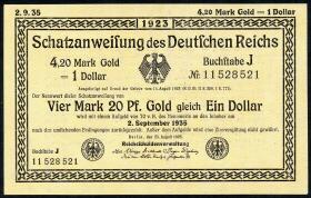 R.151c 4,20 Mark Gold = 1 Dollar 1923 (1) 
