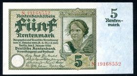 R.164b: 5 Rentenmark 1926 8-stellig (1) Serie N 