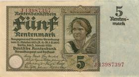 R.164F: 5 Rentenmark 1926 braune KN (3+) 