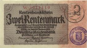 R.167f: 2 Rentenmark 1937 (1) Gemeindestempel Luxemburg 