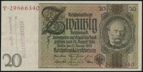 R.174f: 20 Reichsmark 1929 mit belgischem Lagerstempel (2) 