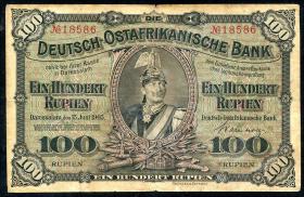 R.903b: Deutsch-Ostafrika 100 Rupien 1905 (3-) 