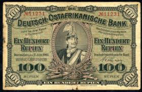 R.903b: Deutsch-Ostafrika 100 Rupien 1905 (4) 