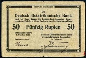 R.913a: Deutsch-Ostafrika 50 Rupien 1915 (3-) 