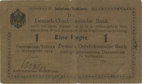 R.917c: Deutsch-Ostafrika 1 Rupie 1915 D (3-) "ovaler Bankstempel" 