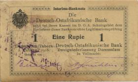 R.929b: Deutsch-Ostafrika 1 Rupie 1916 H3 Diagonalstreifen schwarz (2) 