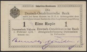 R.929v: Deutsch-Ostafrika 1 Rupie 1916 U3 - 2 Diagonalstempel (2) 
