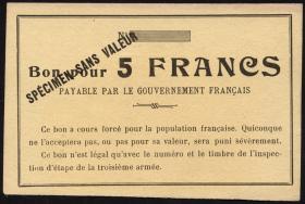 R.428: Frankreich 5 Francs (1915) Specimen (1) 