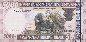 Ruanda / Rwanda P.33 5000 Francs 2004 Gorilla (1) 