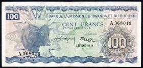 Ruanda / Rwanda Burundi P.05 100 Francs 1960 (3) 