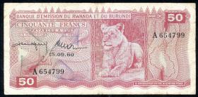 Ruanda / Rwanda Burundi P.04 50 Francs 1960 (3) 
