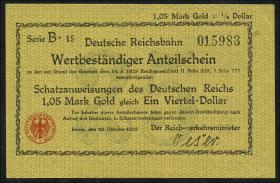 RVM-24 Reichsbahn Berlin 1,05 Mark Gold = 1/4 Dollar 23.10.1923 (2+) 