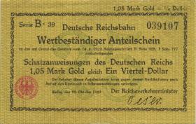 RVM-24 Reichsbahn Berlin 1,05 Mark Gold = 1/4 Dollar 23.10.1923 (1-) 