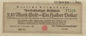 RVM-28b Reichsbahn Berlin 2,1 Mark Gold = 1/2 Dollar 7.11.1923 (2) 