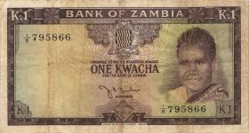 Sambia / Zambia P.05  1 Kwacha (1968) (3-) 