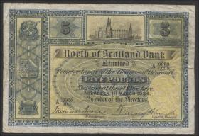 Schottland / Scotland P.S640 5 Pounds 1934 (3-) 