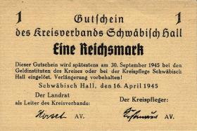Schwäbisch Hall 1 Reichsmark 16.4.1945 (1) 