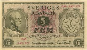 Schweden / Sweden P.41 5 Kronen 1948 (1-) 