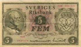 Schweden / Sweden P.41 5 Kronen 1948 (3+) 